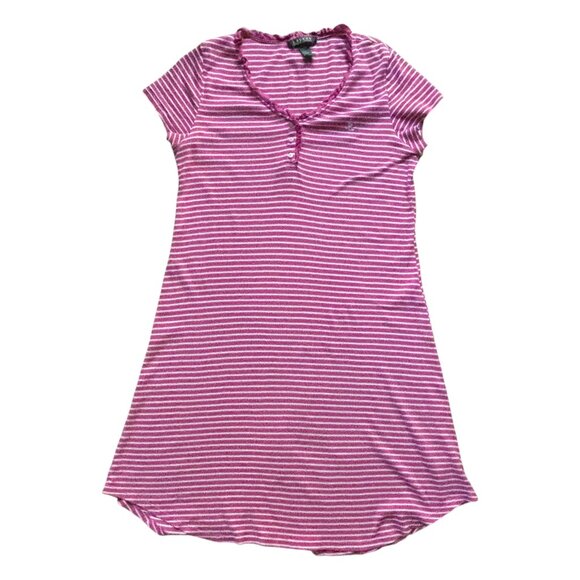 Lauren Ralph Lauren Other - Vintage Y2K Lauren Ralph Lauren Women's Pink & White Striped Cotton Night Gown